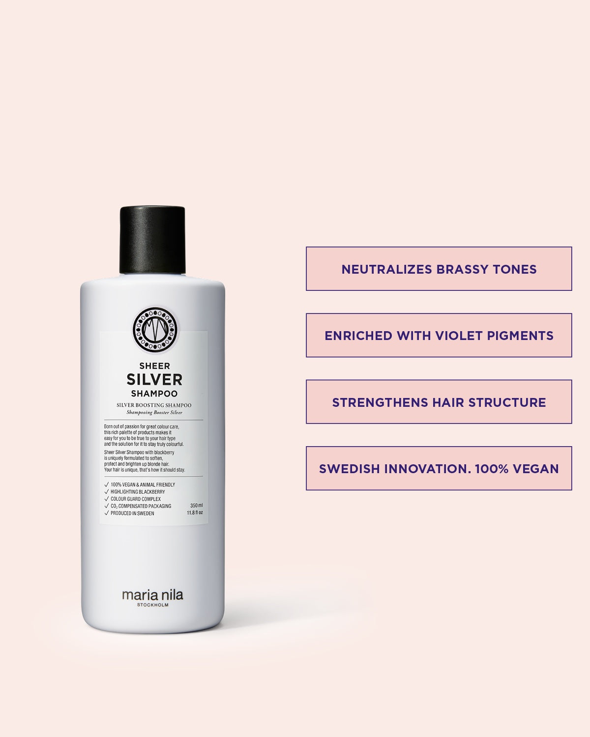 Shampooing Sheer Silver de Maria Nila 250ml à pigment violet
